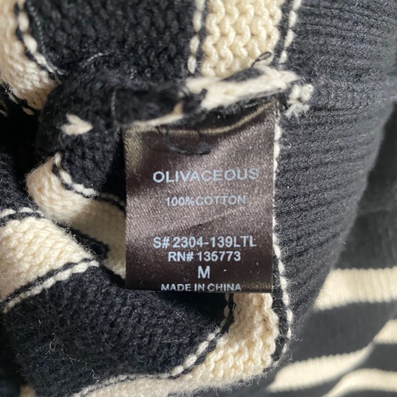 OLIVACEOUS Breton Striped Collared Cropped Sweater Women Medium Preppy Parisian - Picture 7 of 8